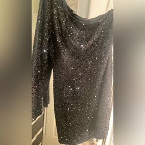 Elegant Black Sequin One Shoulder Dress